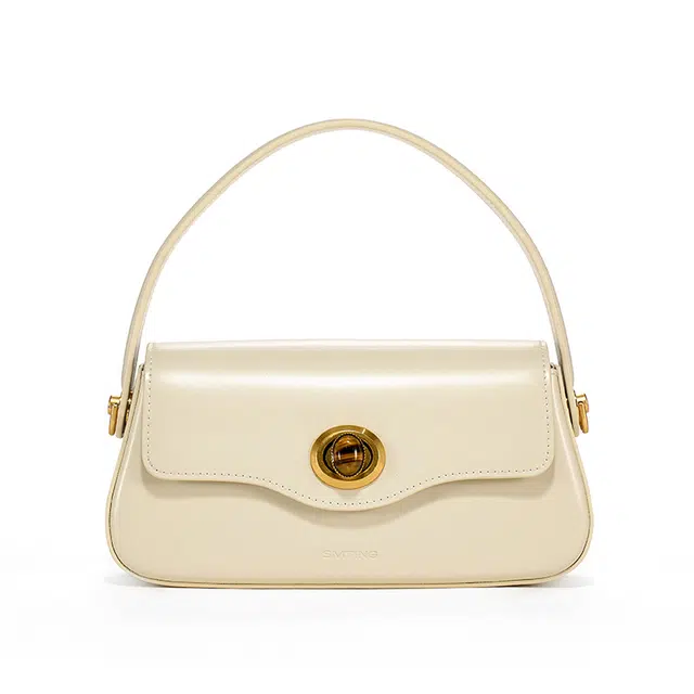 西木汀 海派甜心 高级感时尚百搭手提包小包包女包 牛皮 单肩斜挎包 小方包 常规 女款 镭射银/米白色/勃肯第红