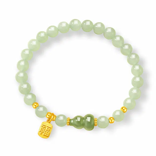 老凤祥 玲珑葫芦时尚轻奢高级感 和田玉手串 青玉 女款