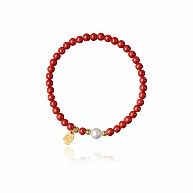 克兰茜 招财纳福吉祥福牌 新中式国风轻奢个性小众设计感 简约百搭高级感显白串珠 精美礼盒装可调节圆珠串 好运 再造辰砂朱砂 手串 女款