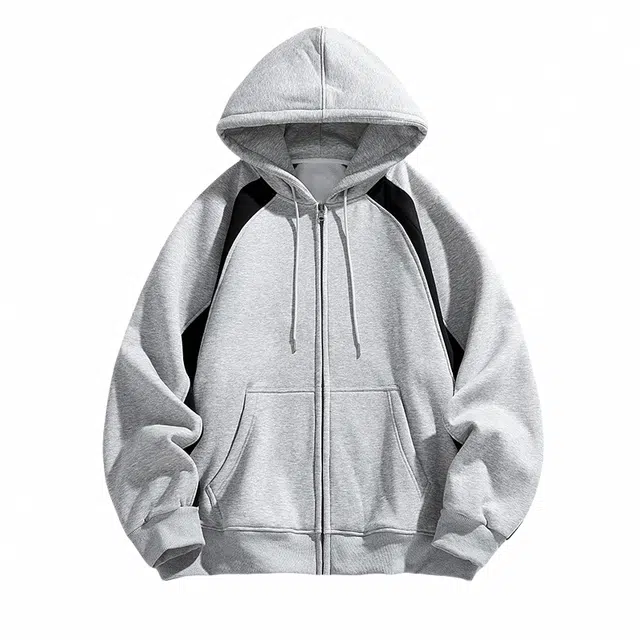 雅鹿 美式重磅连帽卫衣开衫男女同款宽松百搭休闲男士春秋外套夹克 男款