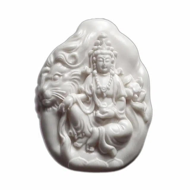 素于 国潮复古新中式精雕刻文殊菩萨吉祥工艺品八方来财好运连连平安喜乐诸事顺遂文玩盘玩#好运再造 象牙果 手把件 男女同款情侣款