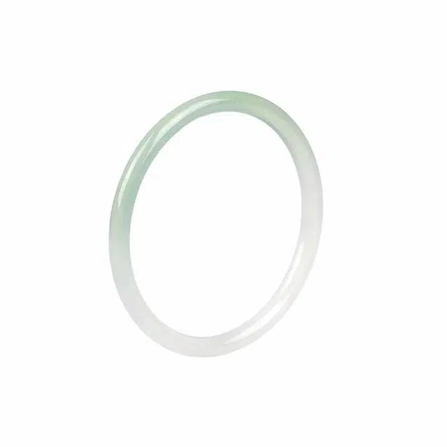 六桂福珠宝 新中式半白半绿青山黛国潮古风气质百搭  玉见美好贵妃美人镯 朋友 送礼 玉髓 手镯 女款