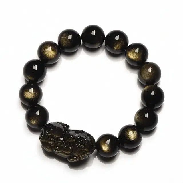 石在行 貔貅 新中式招财纳福复古轻奢小众简约百搭气质精致高级氛围感好运 黑曜石 手串 男女同款情侣款