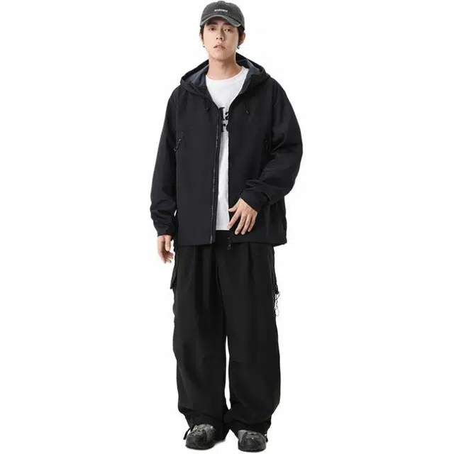 雅鹿  连帽外套撞色  防水防风透气耐磨冲锋衣 男女同款