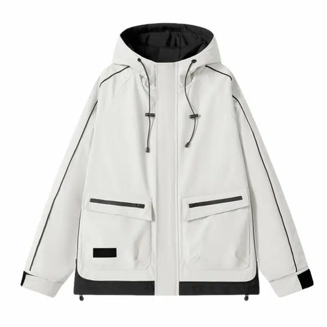 雅鹿  春秋男士时尚连帽工装外套宽松百搭  透气冲锋衣 男女同款