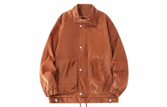 雅鹿 美式复古纯色绒感立领简约宽松休闲夹克外套 男女同款