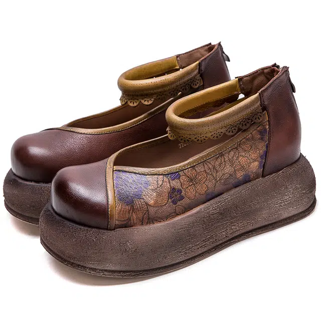 杰骤 头层牛皮 复古小众时尚潮流舒适 休闲单鞋 女款