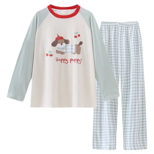 俏韵 休闲亲肤透气时尚圆领睡衣套装 男款 图片色