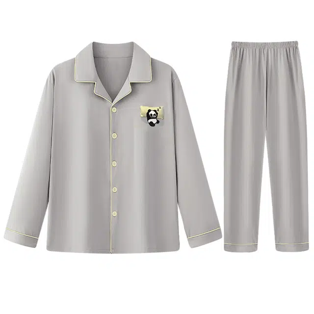 向薇 休闲舒适亲肤长袖家居服睡衣套装 男款 图片色