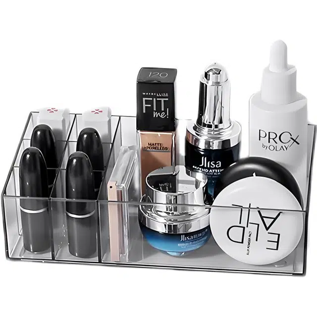 静玲珑 亚克力透明收纳盒固定格子防蹿格美甲盒饰品盒家用收纳