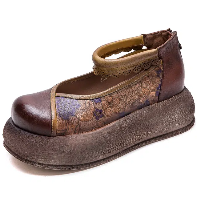 杰骤 头层牛皮 复古小众时尚潮流舒适 休闲单鞋 女款