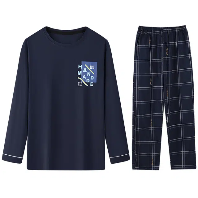 向薇 休闲舒适长袖长裤青少年可外穿家居服睡衣套装 男款 图片色