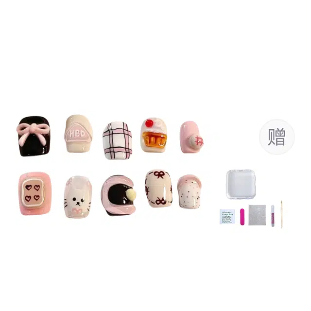 几多萌 日常短款  穿戴甲 短短梯多巴胺色跳色 可爱