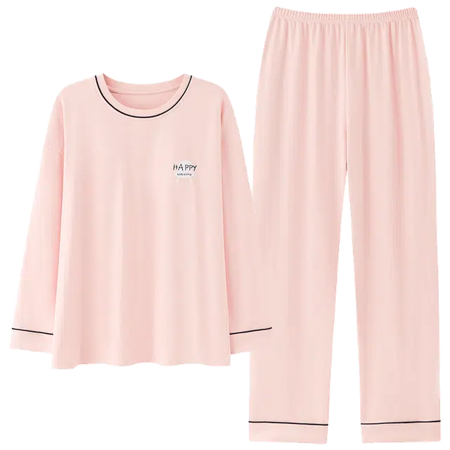 贴身领域 圆领甜美舒适透气可外穿柔软简约亲肤睡衣套装 女款