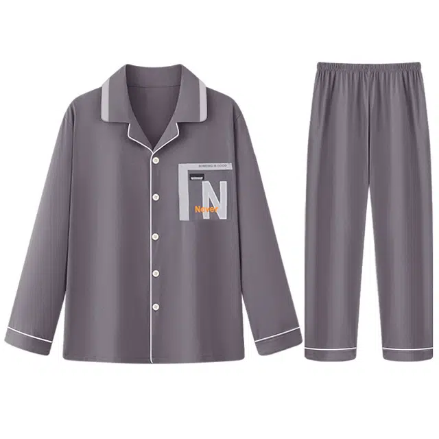 向薇 长袖薄款简约休闲家居服睡衣套装 男款 图片色