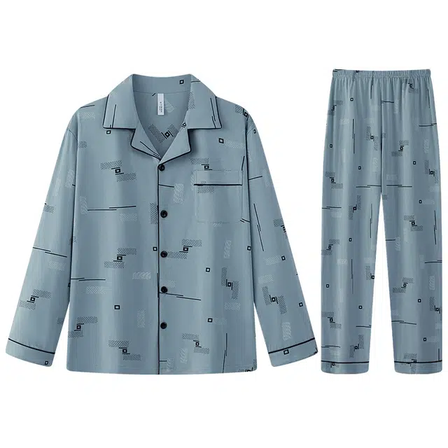 向薇 长袖长裤青少年学生睡衣套装 男款 图片色