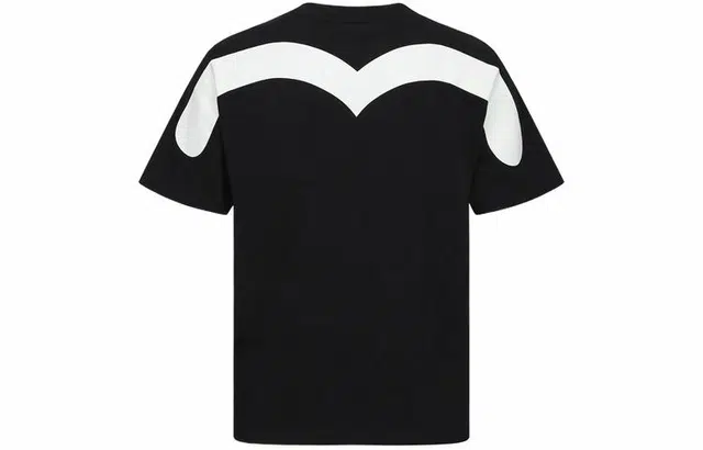 EVISU M Letter Print Crew Neck T-Shirt Black