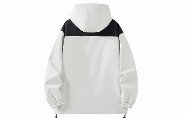 雅鹿 防风防水连帽长袖外套宽松舒适户外休闲夹克 男女同款 白色