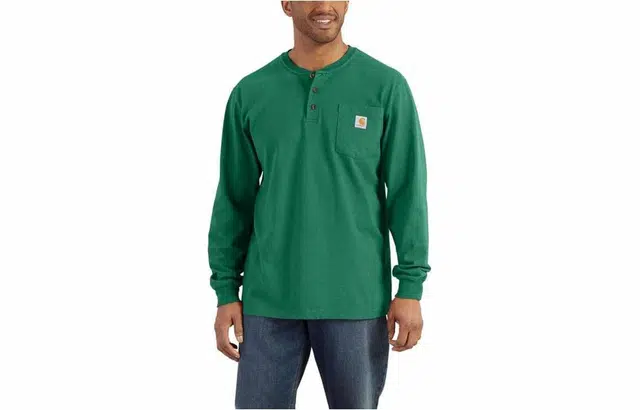 Carhartt K128 HEAVYWEIGHT LONG-SLEEVE POCKET HENLEY T-SHIRTT LOOSE FIT