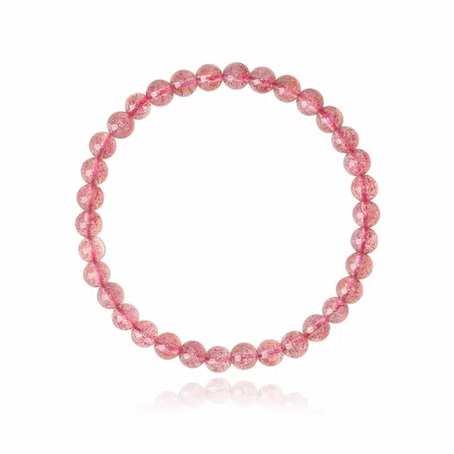 谧月珠宝 甜蜜邂逅 森系小清新甜美可爱招正缘桃花颗颗粉嫩小众精致轻奢优雅贵气满满好运天然 草莓晶 手串 男女同款情侣款