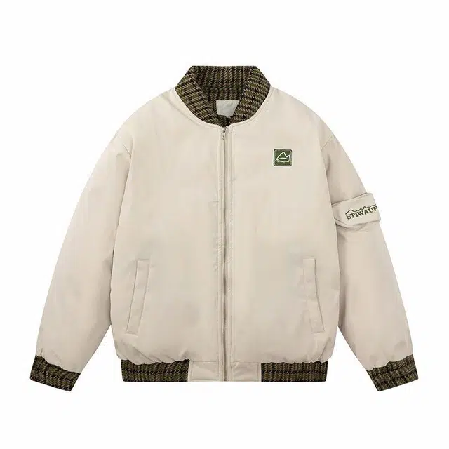 费尔岛上的猫  日系秋冬季飞行员工装棉服外套宽松刺绣情侣棒球服 男女同款