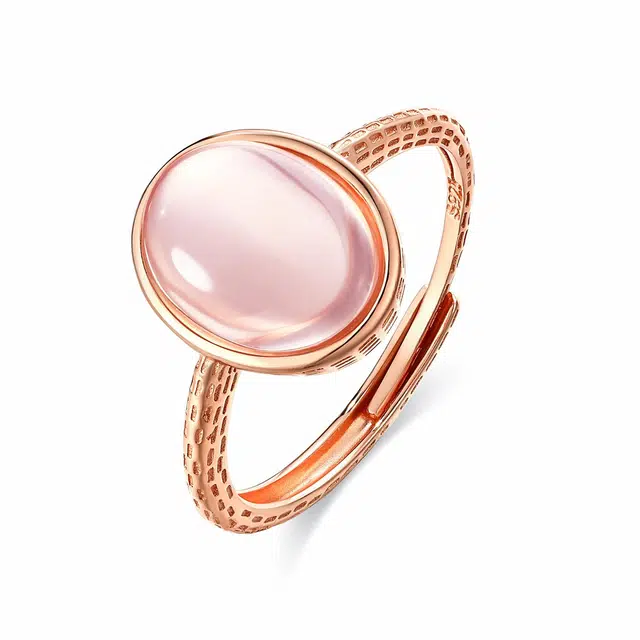 阿黛丽 粉晶芙蓉石 水晶 活口戒指 女款