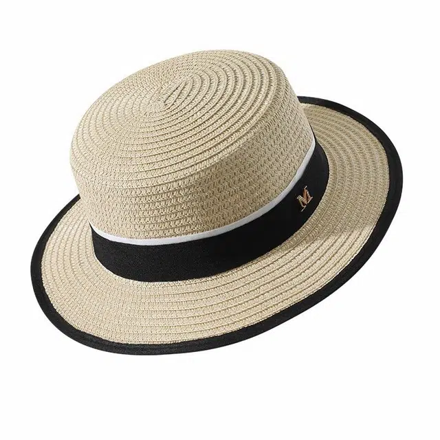 南极人 帽子女夏天出游沙滩帽海边遮阳防晒帽防紫外线平顶草帽法式英伦复古小清新 百搭 渔夫帽 女款