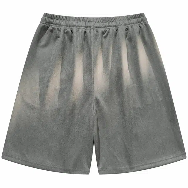 吾皇猫 麂皮绒美式复古学院风基础款五分裤子纯色跑步运动舒适透气宽松直筒休闲短裤 男女同款