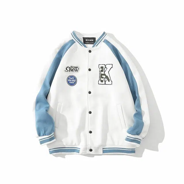 轻迎  简约字母单排扣长袖棒球服 男款