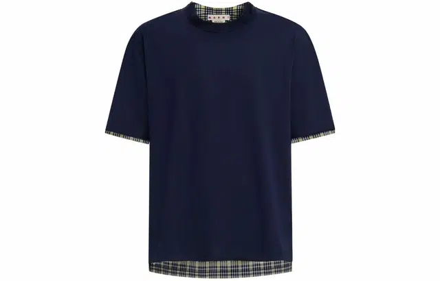 MARNI Deep Bio Cotton T-Shirt With Checked Back T