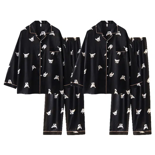 俏韵 休闲长袖可爱薄款家居服睡衣套装 男女同款