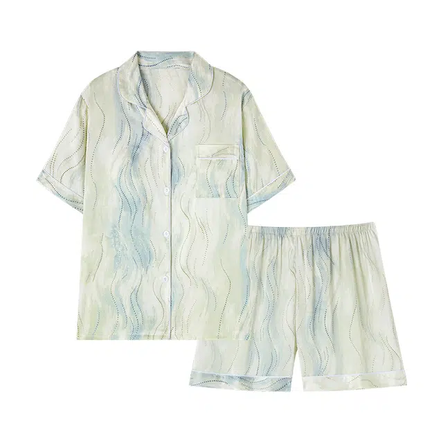 欧诗帛 亲肤系列 可外穿带胸垫凉感学生短袖家居服睡衣套装 女款 图片色