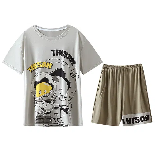 向薇 亲肤透气薄款短袖凉感家居服睡衣套装 男款 图片色