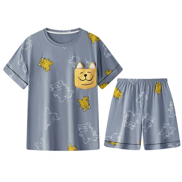 向薇 青少年卡通休闲舒适家居服睡衣套装 男款 图片色