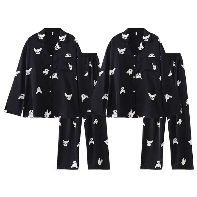 俏韵 休闲舒适长袖薄款可爱家居服睡衣套装 男女同款