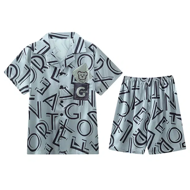 向薇 薄款高级感短袖大码舒适睡衣套装 男款 图片色