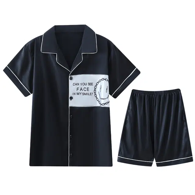 向薇 亲肤舒适凉感短袖五分裤睡衣套装 男款 图片色