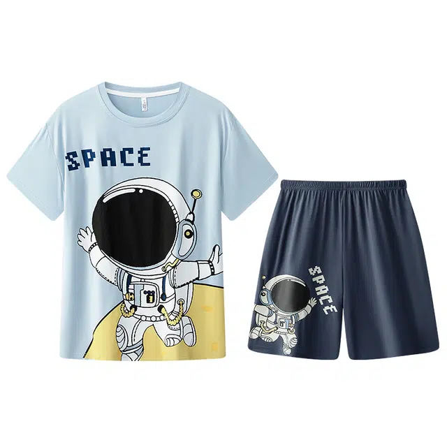 向薇 休闲舒适时尚短袖青少年学生睡衣套装 男款 图片色