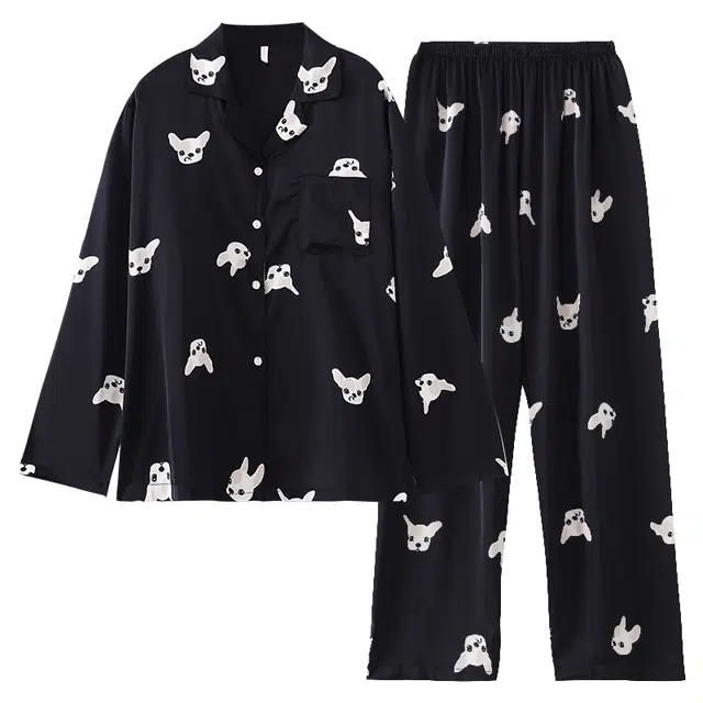 俏韵 休闲舒适长袖薄款可爱家居服睡衣套装 男女同款