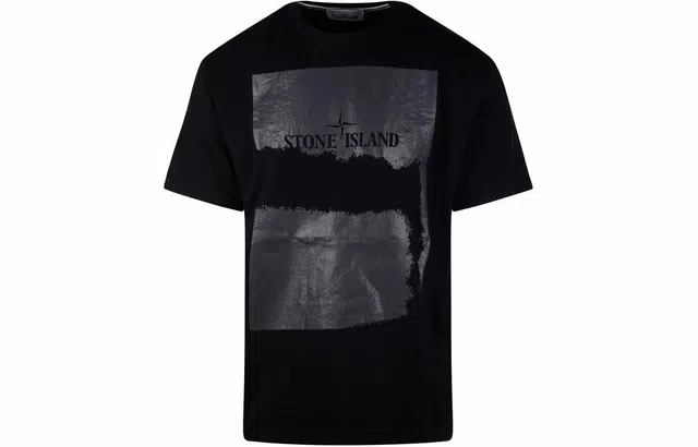 Stone Island Logo Print Crewneck T-Shirt Black