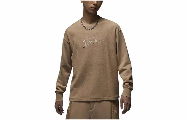 Jordan Flight MVP Crewneck Long Sleeve Tee Khaki