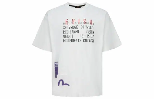 EVISU Slogan And Poster Print Loose Fit T-Shirt LogoT