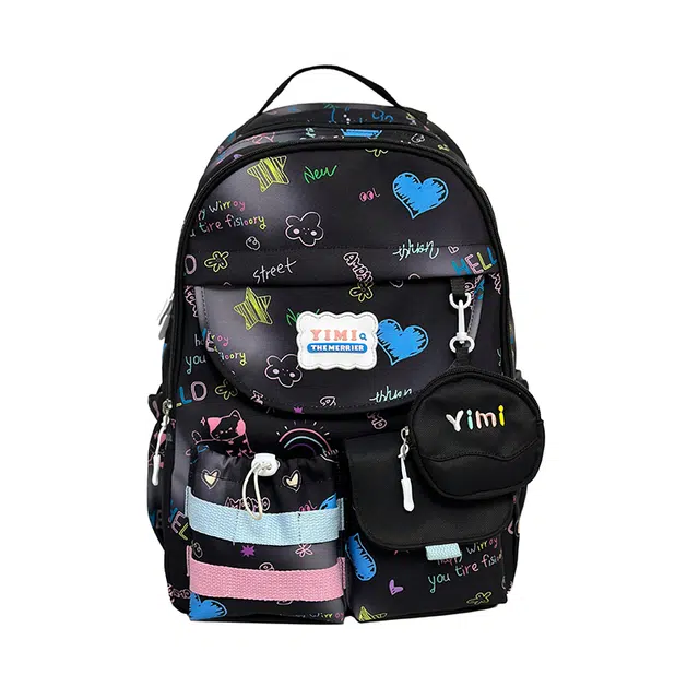 德力熊 涂鸦可爱日系高颜值百搭 涤纶 双肩包 女款 粉色/白色/黑色/蓝色