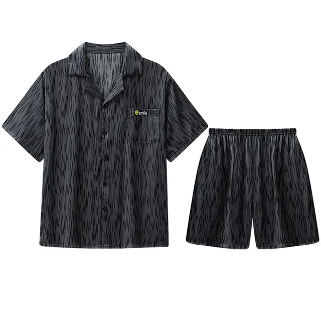 向薇 短袖短裤冰丝青少年学生家居服睡衣套装 男款 图片色