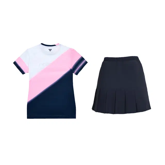 可莱安 可莱安 羽毛球服女韩国透气速干短袖上衣情侣运动服装裙装套装 女款