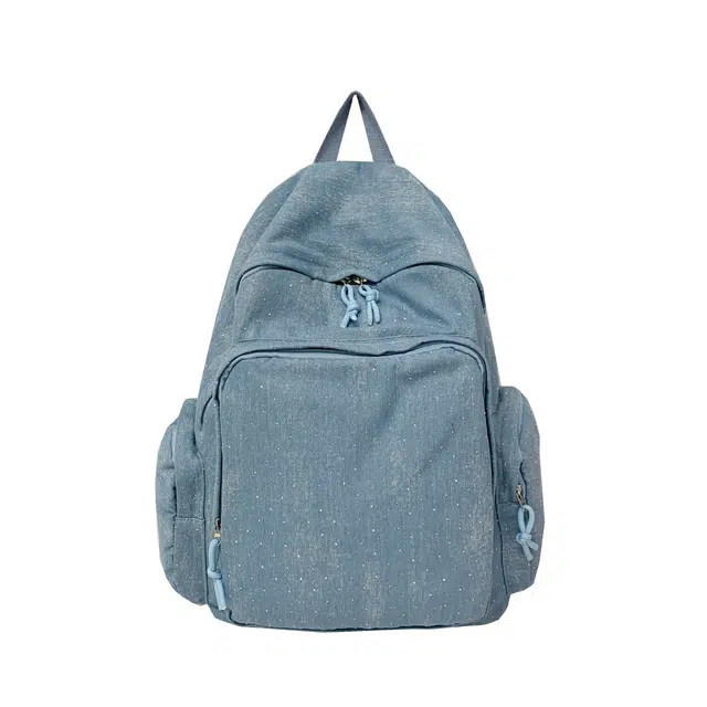 草丛喵喵喵 休闲时尚高街潮流百搭 牛仔布 双肩包 男女同款情侣款 多色