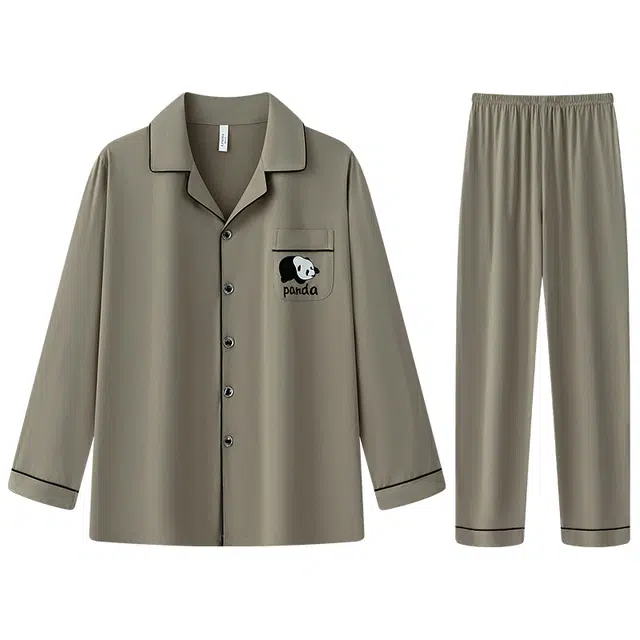 向薇 纯棉长袖长裤休闲家居服睡衣套装 男款 图片色