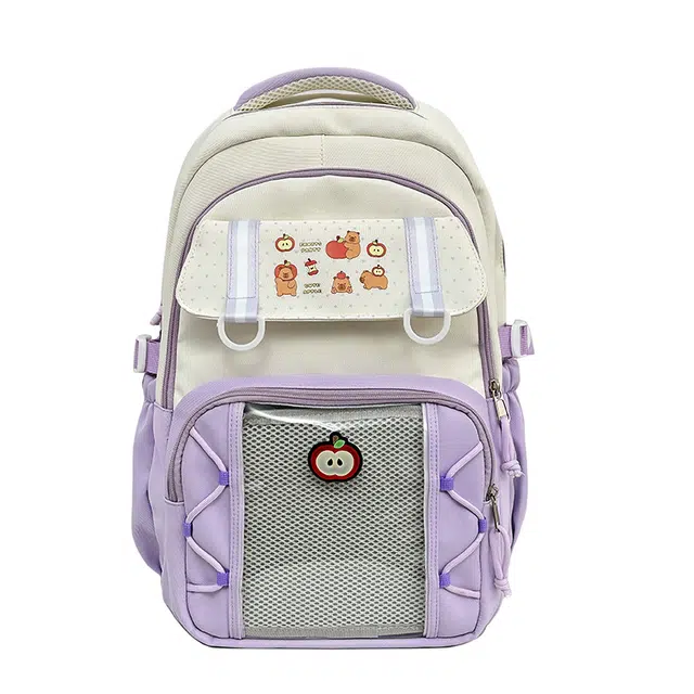 德力熊 大容量小清新 尼龙 双肩包 男女同款情侣款 粉色/紫色/黑色/黄色/卡其色