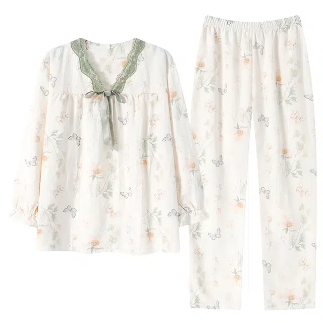 草本初色 透气甜美休闲长袖家居服睡衣套装 女款 组合装