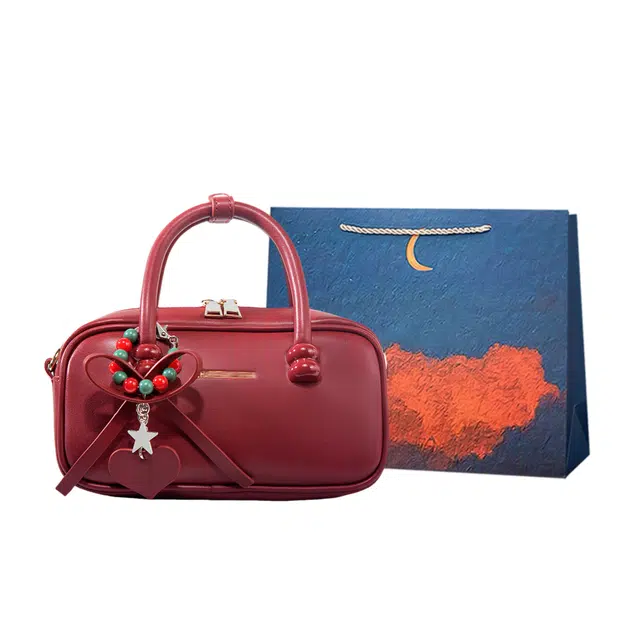 爱尔绅特 复古小方包女时尚新娘结婚包斜挎包 人造革 手提包 常规 女款 红色